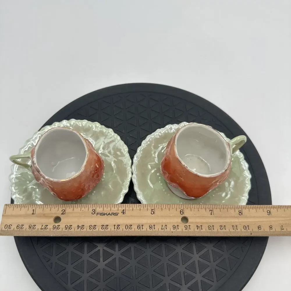 Set Of 2 Vintage Strawberry Demitasse Cup and Saucer